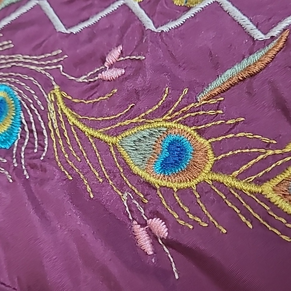 JOHNNY WAS WORKSHOP 100% SILK PEACOCK FLORAL EMBROIDERED TUNIC POPOVER BLOUSE XL - Picture 9 of 15
